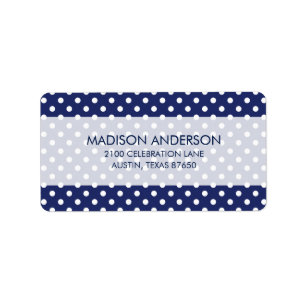 Navy Blue en White Polka Dots Pattern Etiket