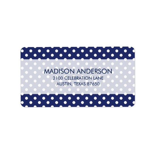 Navy Blue en White Polka Dots Pattern Etiket (Voorkant)