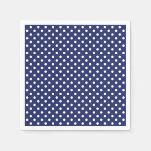 Navy Blue en White Polka Dots Pattern Servet