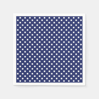 Navy Blue en White Polka Dots Pattern Servet