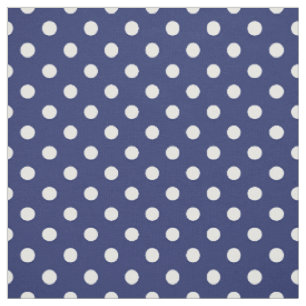 Navy Blue en White Polka Dots Pattern Stof