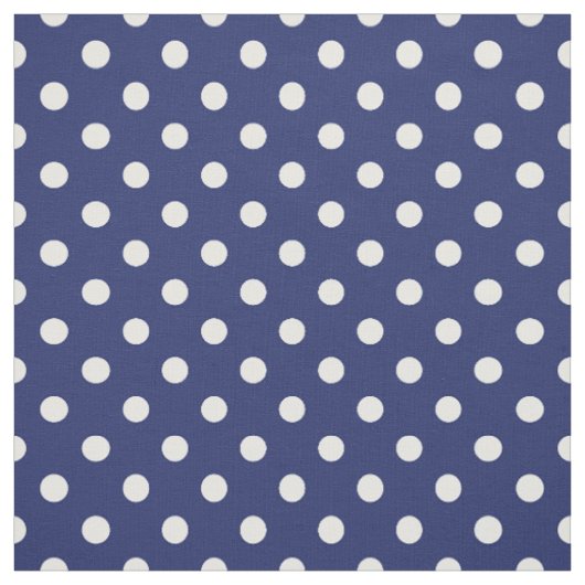 Navy Blue en White Polka Dots Pattern Stof (Swatch)