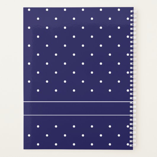 Navy Blue en White Polka Dots Planner (Achterkant)