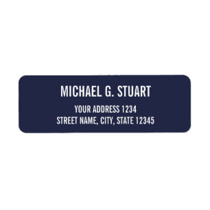 Navy Blue en White Professional Bold Text Etiket