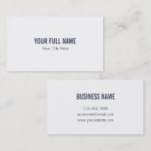 Navy Blue en White Professional minimalist Visitekaartje (Voorkant / Achterkant)