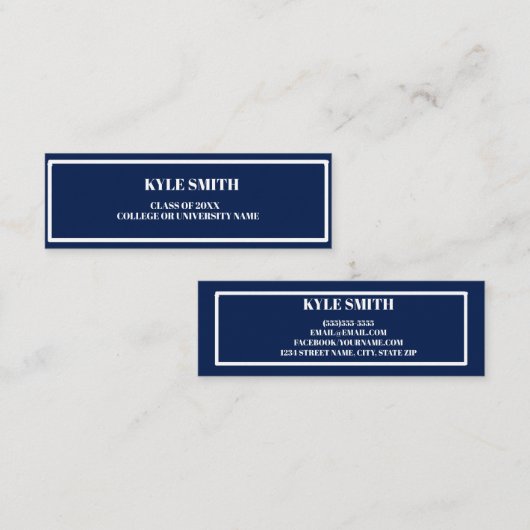 Navy Blue en White Profile Card Contactkaartje (Voorkant / Achterkant)