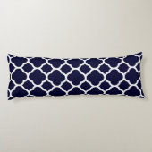 Navy Blue en White Quatrefoil Pattern Lichaamskussen (Achterkant)