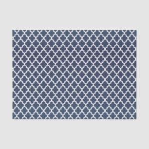 Navy Blue en White Quatrefoil Pattern Tissuepapier