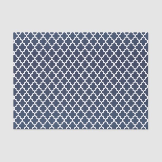 Navy Blue en White Quatrefoil Pattern Tissuepapier (Voorkant)