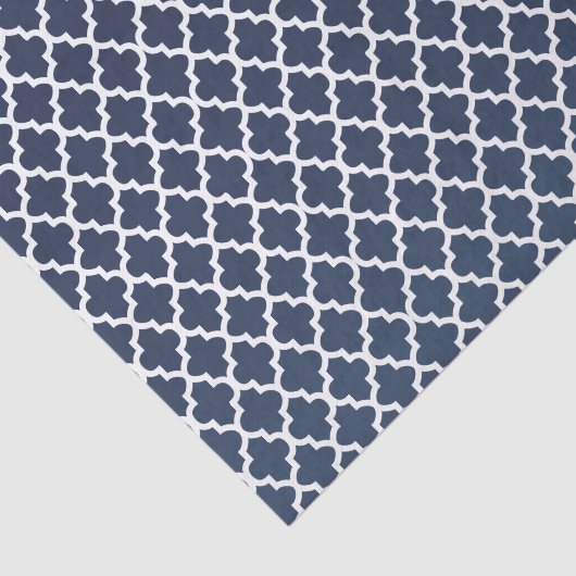 Navy Blue en White Quatrefoil Pattern Tissuepapier (Detail)