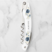 Navy Blue en White Roses Vrijgezellenfeest Kurkentrekker (Voorkant)