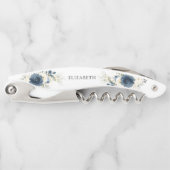 Navy Blue en White Roses Vrijgezellenfeest Kurkentrekker (Voorkant)