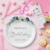 Navy Blue en White Roses Vrijgezellenfeest Papieren Bordje (Feest)