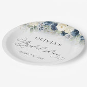 Navy Blue en White Roses Vrijgezellenfeest Papieren Bordje (Gekanteld)