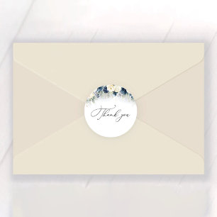 Navy Blue en White Roses Vrijgezellenfeest Ronde Sticker