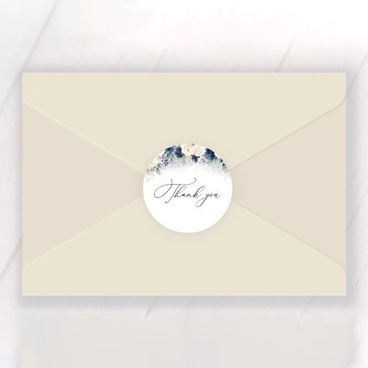 Navy Blue en White Roses Vrijgezellenfeest Ronde Sticker