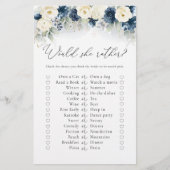 Navy Blue en White Roses Vrijgezellenfeest spel (Voorkant)