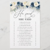 Navy Blue en White Roses Vrijgezellenfeest spel (Voorkant)