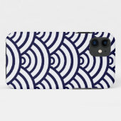 Navy Blue en White Scallop Pattern Case-Mate iPhone Case (Achterkant (horizontaal))