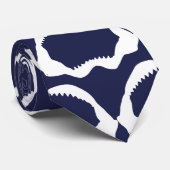 Navy Blue en White Shark Jaw Skeleton Stropdas (Opgerold)