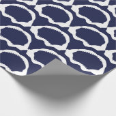 Navy Blue en White Shark Mouth Skelet Cadeaupapier (Hoek)