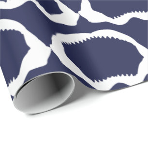 Navy Blue en White Shark Mouth Skelet Cadeaupapier