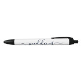 Navy Blue en White Simple Script Weddenschap Favor Zwarte Inkt Pen (Bovenkant)