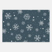Navy Blue en White Snowflakes Inpakpapier Vel (Voorkant 2)