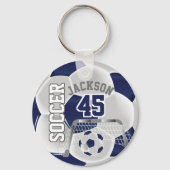 Navy Blue en White Soccer ⚽ Ball Sleutelhanger (Achterkant)