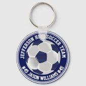 Navy Blue en White Soccer ⚽ Sleutelhanger (Voorkant)