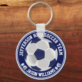 Navy Blue en White Soccer ⚽ Sleutelhanger (Voorkant)
