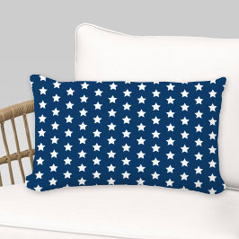 Navy Blue en White Star Patrotic Patriotic Buitenkussen