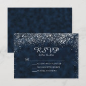 Navy Blue en White Stardust Wedding RSVP (Voorkant / Achterkant)