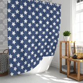 Navy Blue en White Stars Douchegordijn