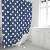Navy Blue en White Stars Douchegordijn