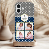 Navy Blue en White Stars Pattern Foto Collage Case-Mate iPhone Case