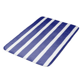Navy blue en white strepen patroon badmat
