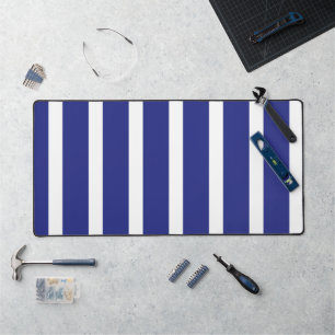 Navy blue en white strepen patroon bureaumat