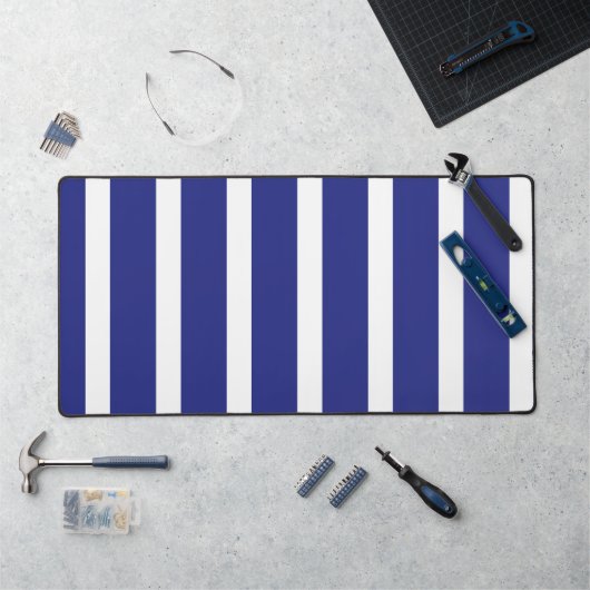 Navy blue en white strepen patroon bureaumat (Werkstation)