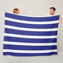 Navy blue en white strepen patroon fleece deken