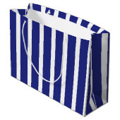Navy blue en white strepen patroon groot cadeauzakje (Achterkant Gekanteld)