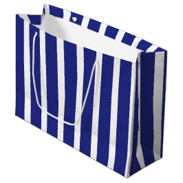Navy blue en white strepen patroon groot cadeauzakje