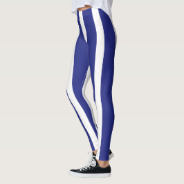 Navy blue en white strepen patroon leggings