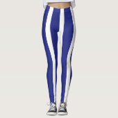 Navy blue en white strepen patroon leggings (Voorkant)