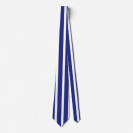 Navy blue en white strepen patroon stropdas
