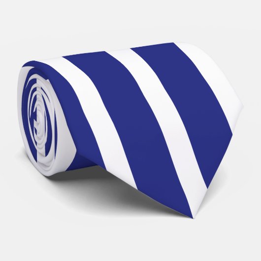 Navy blue en white strepen patroon stropdas (Opgerold)