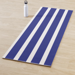 Navy blue en white strepen patroon yogamat
