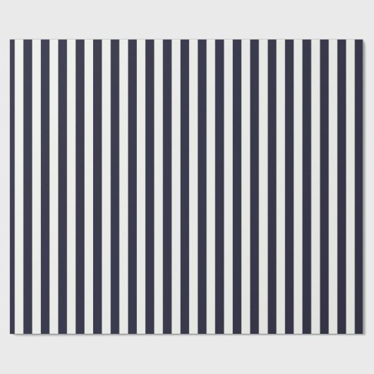 Navy Blue en White Stripe Gift Cadeaupapier (Vlak)
