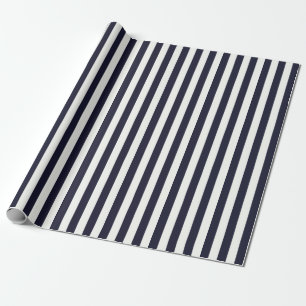 Navy Blue en White Stripe Gift Cadeaupapier