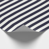 Navy Blue en White Stripe Gift Cadeaupapier (Hoek)